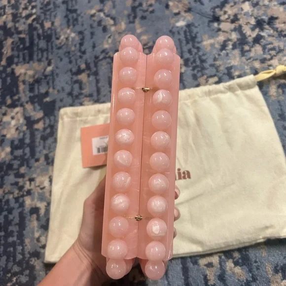 Cult Gaia Pink Pom-Pom Trim Bag - Picture 4 of 5